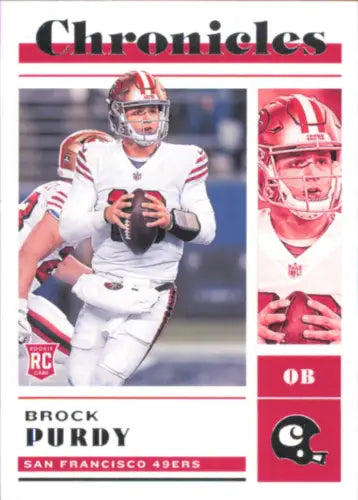 Brock Purdy Rookie Card from 2022 Panini Chronicles San Francisco 49ers collection