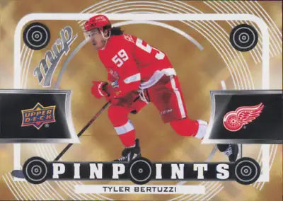 Tyler Bertuzzi 2022-23 Upper Deck MVP Pinpoints Gold hockey card Red Wings NM-MT