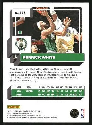 2022-23 Donruss Holo Green Laser #173 Derrick White Boston Celtics Card NM-MT