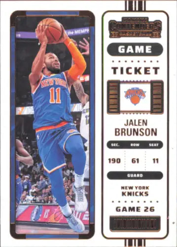 Jalen Brunson basketball card from 2022-23 Panini Contenders Game Ticket Bronze NM-MT