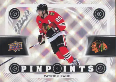 Patrick Kane Upper Deck MVP hockey card from 2022-23 Upper Deck MVP Pinpoints collection