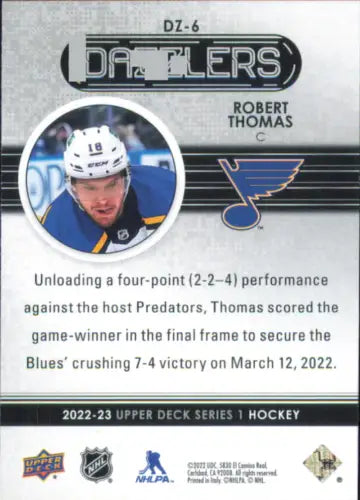 Robert Thomas St Louis Blues Upper Deck Dazzlers Green hockey card NM-MT 2022-23