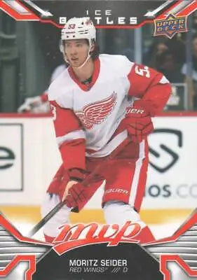 Moritz Seider hockey card from 2022-23 Upper Deck MVP Ice Battles Detroit Red Wings