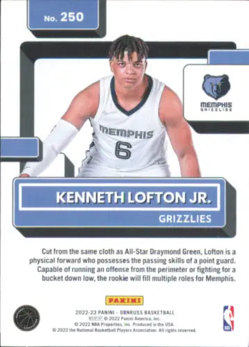 Kenneth Lofton Jr Rookie card from 2022-23 Donruss for Memphis Grizzlies collectors