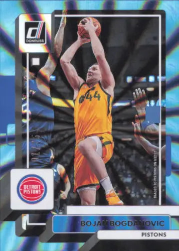 2022-23 Donruss Holo Light Blue Laser #136 Bojan Bogdanovic trading card for Pistons