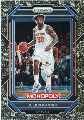 Julius Randle basketball card from 2022-23 Panini Prizm Monopoly Black Icons collection