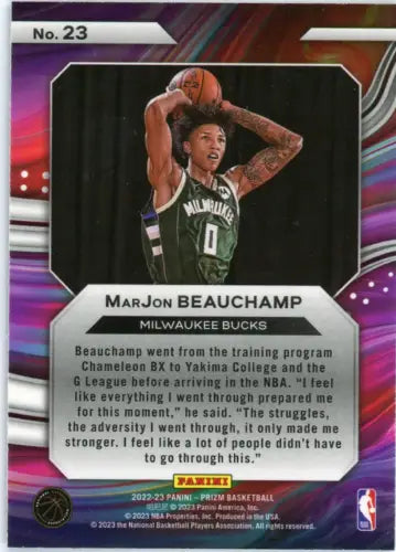 2022-23 Panini Prizm Instant Impact MarJon Beauchamp basketball card Milwaukee Bucks NM-MT