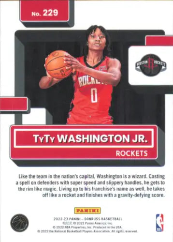 2022-23 Donruss #229 TyTy Washington Jr Rookie Houston Rockets Basketball Card