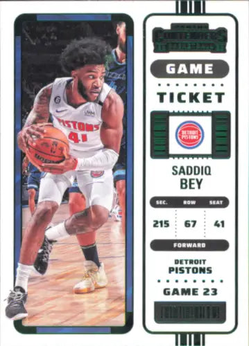 Saddiq Bey 2022-23 Panini Contenders Game Ticket Green basketball card NM-MT