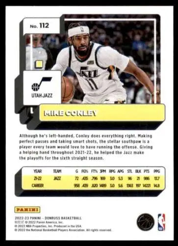 Mike Conley 2022-23 Donruss #112 NM-MT Basketball Card with original gloss finish