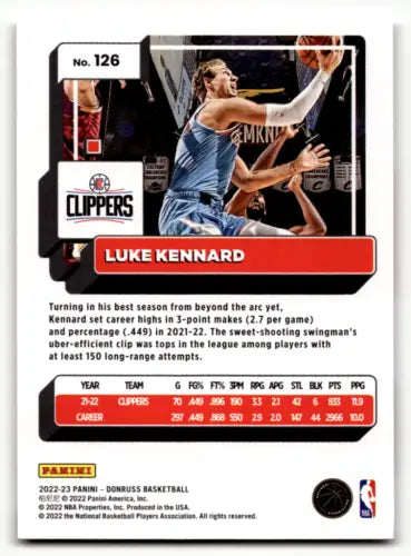 Basketball trading card of Luke Kennard from 2022-23 Donruss with original gloss