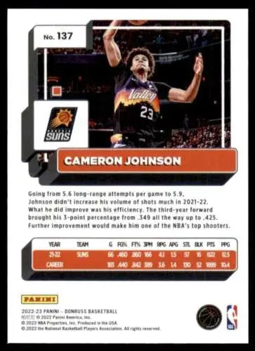 Cameron Johnson basketball card from 2022-23 Donruss with original gloss finish