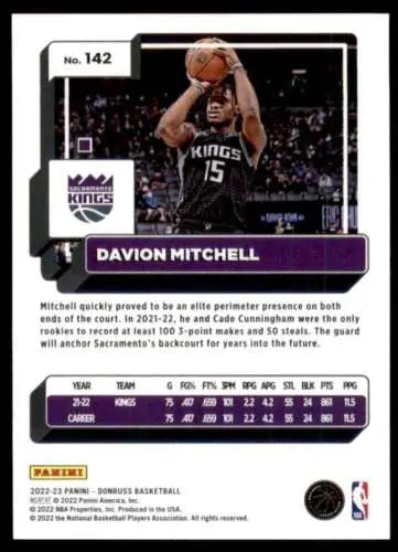 Davion Mitchell basketball card featuring original gloss from 2022-23 Donruss Sac Kings