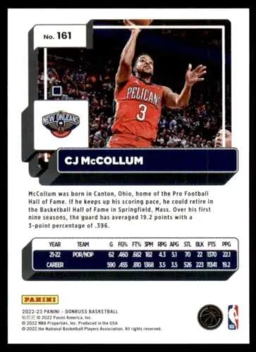 CJ McCollum basketball card 2022-23 Donruss NM-MT Pelicans original gloss condition