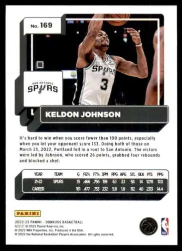 Keldon Johnson basketball card 2022-23 Donruss NM-MT original gloss Simply Sandoval