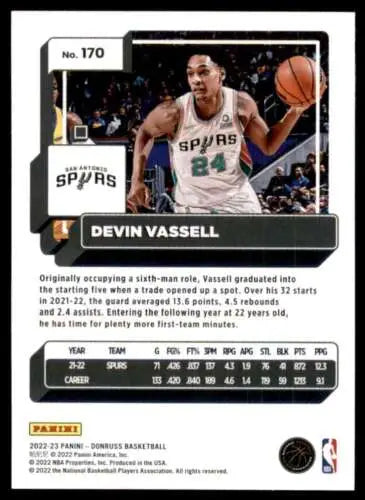 Devin Vassell basketball card 2022-23 Donruss original gloss NM-MT Spurs Simply Sandoval