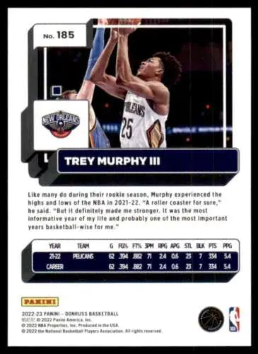 Trey Murphy III basketball card from 2022-23 Donruss with original gloss features