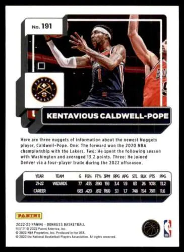 Kentavious Caldwell-Pope NM-MT basketball card from 2022-23 Donruss with original gloss