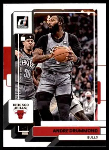 Basketball trading card of Andre Drummond in gray Bulls jersey with original gloss finish