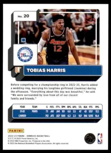 Tobias Harris basketball card featuring original gloss from 2022-23 Donruss collection