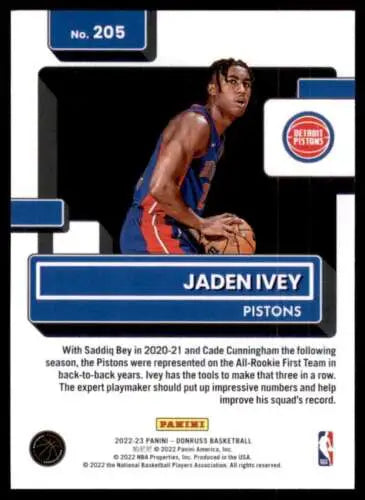 Jaden Ivey 2022-23 Donruss Rated Rookie Basketball Card with original gloss