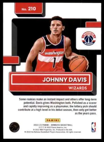 Johnny Davis 2022-23 Donruss Rated Rookie basketball card with original gloss finish