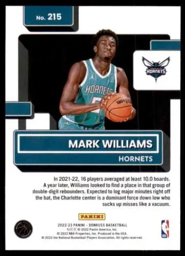 Mark Williams 2022-23 Donruss Rated Rookie basketball card with original gloss