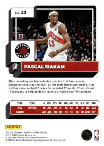 Pascal Siakam basketball card 2022-23 Donruss original gloss Simply Sandoval Raptors