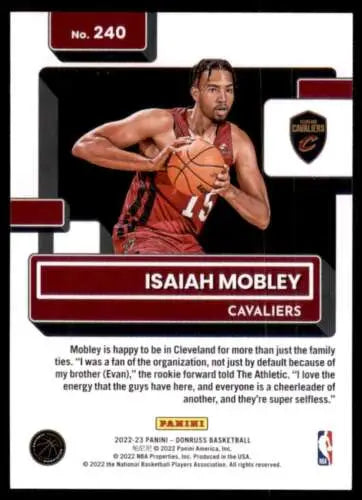 Isaiah Mobley 2022-23 Donruss Rookie Card with original gloss Cleveland Cavaliers