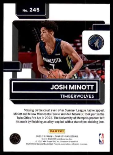 Josh Minott 2022-23 Donruss Rookie Card with original gloss for Timberwolves fans