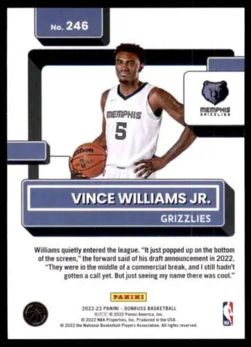 Vince Williams Jr. Rookie Card 2022-23 Donruss Grizzlies NM-MT original gloss condition