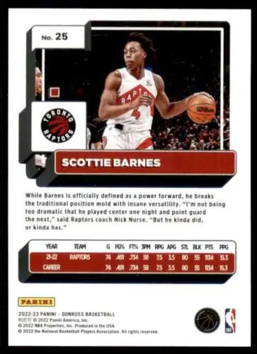 2022-23 Donruss #25 Scottie Barnes basketball card with original gloss in NM-MT condition