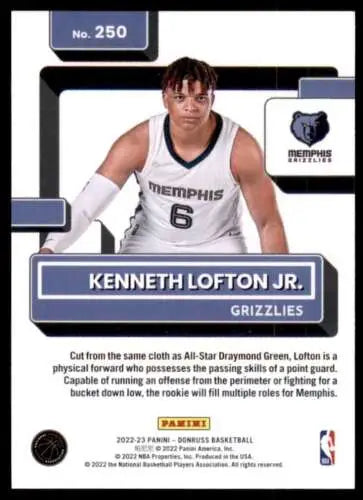 Kenneth Lofton Jr. 2022-23 Donruss Rookie Card with original gloss, NM-MT Grizzlies