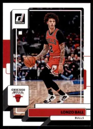 Lonzo Ball basketball card featuring original gloss from 2022-23 Donruss NM-MT Bulls