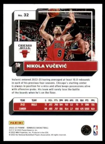 Nikola Vučević basketball card with original gloss from 2022-23 Donruss NM-MT Bulls