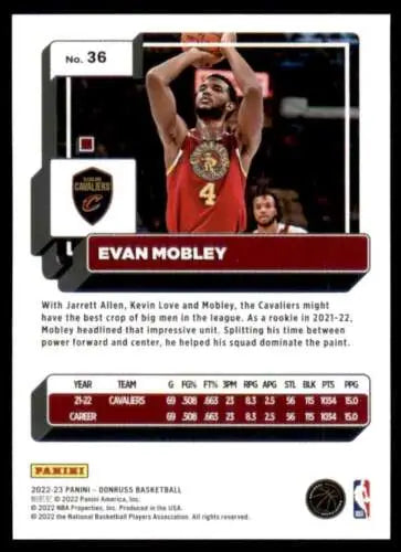 Evan Mobley basketball card 2022-23 Donruss #36 original gloss Simply Sandoval