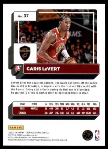 Caris LeVert basketball card from 2022-23 Donruss with original gloss, Cavaliers edition