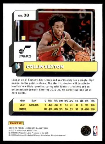 Collin Sexton basketball card from 2022-23 Donruss with original gloss finish