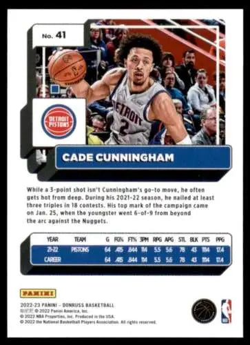 Basketball trading card of Cade Cunningham showcasing original gloss for Pistons fans