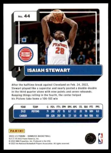 Isaiah Stewart basketball card from 2022-23 Donruss with original gloss finish