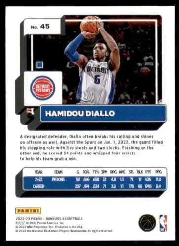 Hamidou Diallo basketball card 2022-23 Donruss #45 NM-MT Pistons original gloss