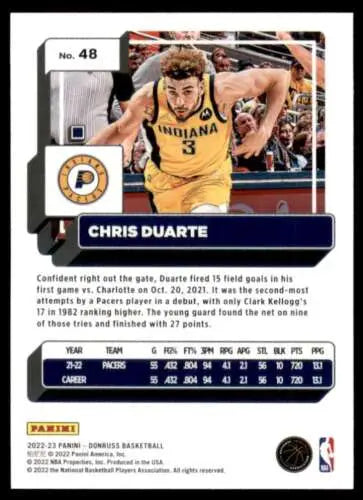 Chris Duarte basketball card from 2022-23 Donruss offers original gloss, Simply Sandoval