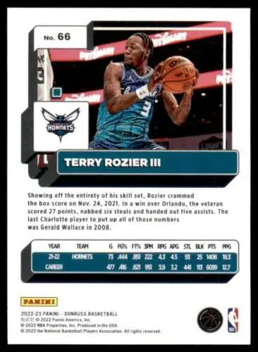 Basketball trading card of Terry Rozier III in teal Hornets uniform with original gloss