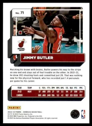 Jimmy Butler basketball card 2022-23 Donruss #71 original gloss NM-MT Heat Simply Sandoval