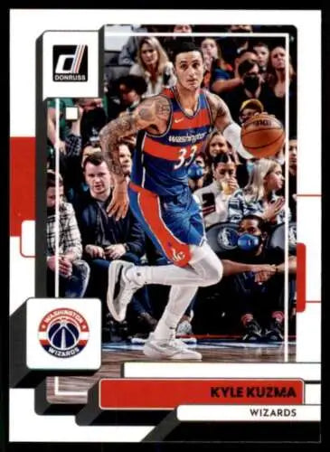 Kyle Kuzma basketball card from 2022-23 Donruss with original gloss and Wizards uniform