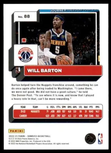 2022-23 Donruss #88 Will Barton NM-MT basketball card with original gloss finish