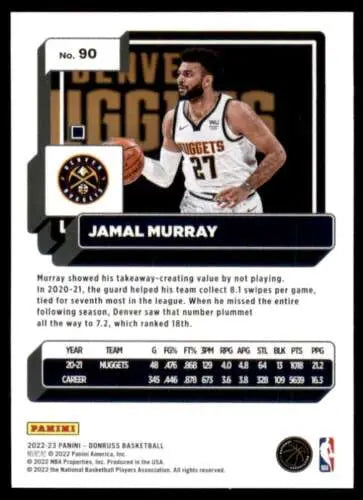 Basketball trading card of Jamal Murray in a white jersey with original gloss finish