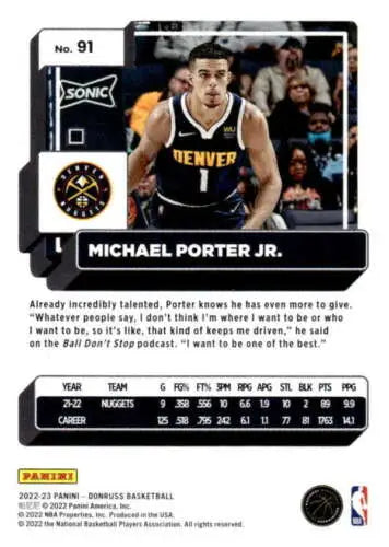 Michael Porter Jr. basketball card from 2022-23 Donruss with original gloss finish