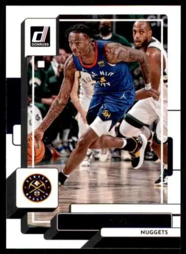 Basketball trading card of Bones Hyland in a blue Nuggets jersey, original gloss finish