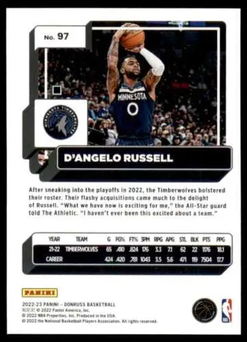 D’Angelo Russell NM-MT basketball card from 2022-23 Donruss with original gloss finish